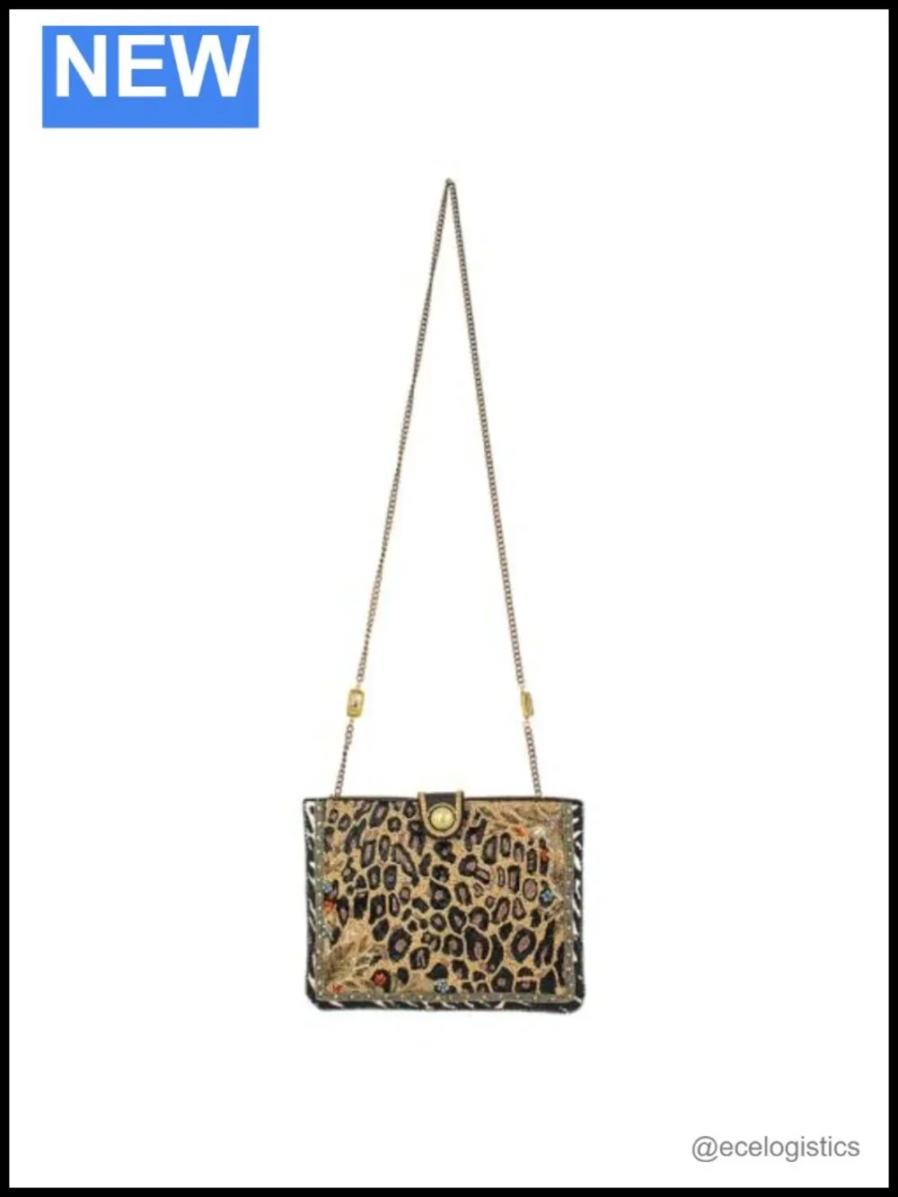Beaded Crossbody Bag with Gemstone Chain Strap